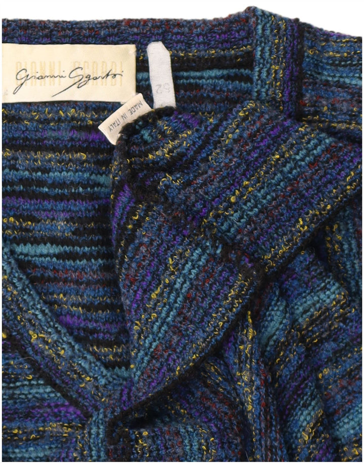 GIANNI SGARBI Herre V-hals sweater IT 52 Stor Blå Flecked Uld