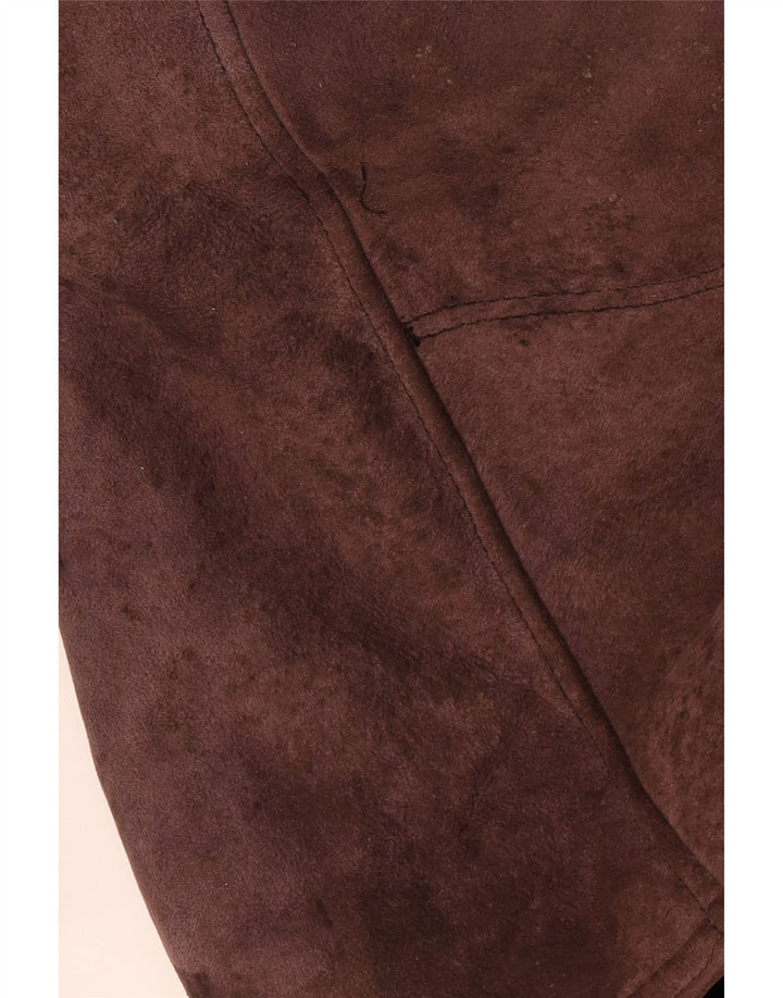 Vintage Dame Dobbelt Breasted Shearling Coat UK 14 Large Brown