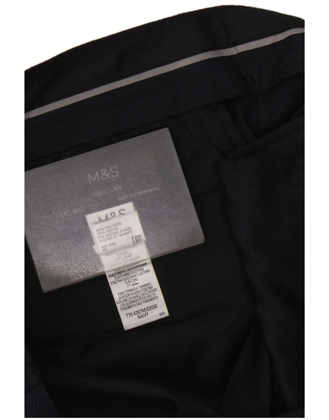 Marks & Spencer Straight Suit Bukser til mænd W34 L29 Marineblå polyester