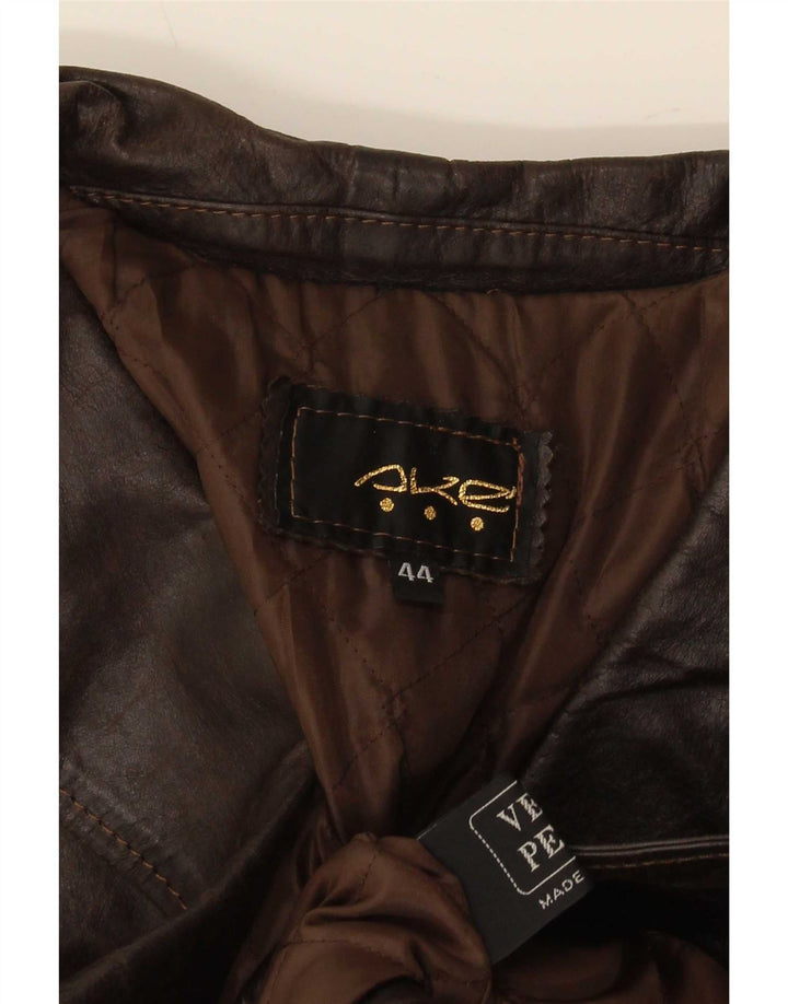 Vintage dame 1 knap læder blazerjakke IT 44 Medium Brun