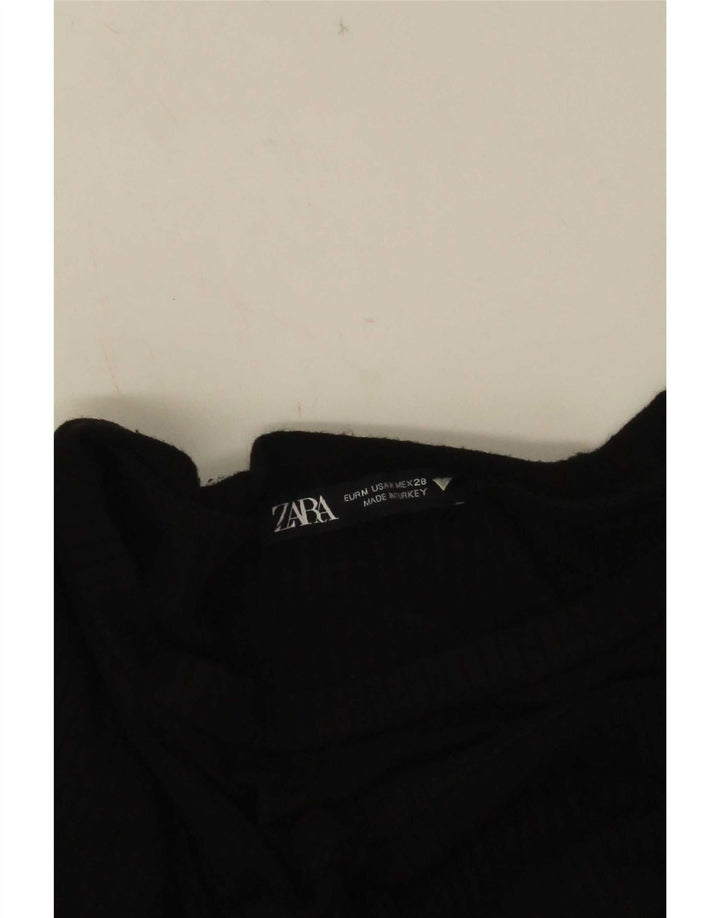Zara Dame Langærmet Bluse Top UK 12 Medium Black