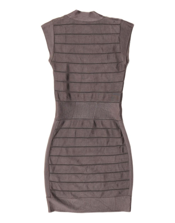 French Connection Womens Bodycon Dress UK 10 Small Gråstribet Viscose