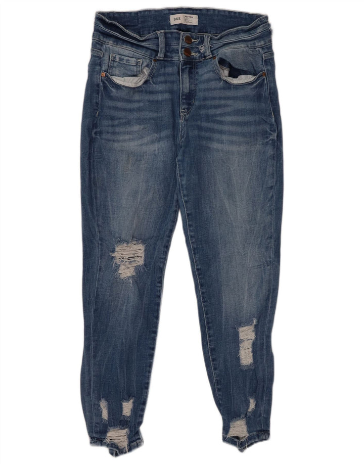BKE Dame Payton Mid Rise Distressed Skinny Jeans W29 L26 Blå Bomuld