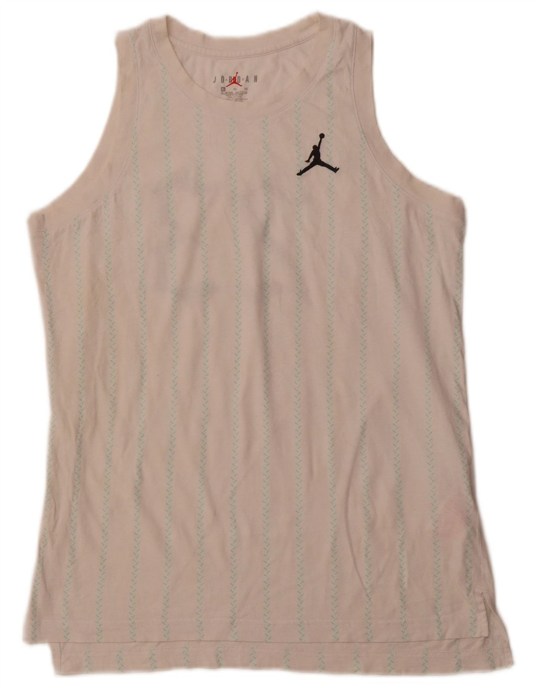 JORDAN Drenge Grafisk Vest Top 13-14 år XL Off White Stribet bomuld