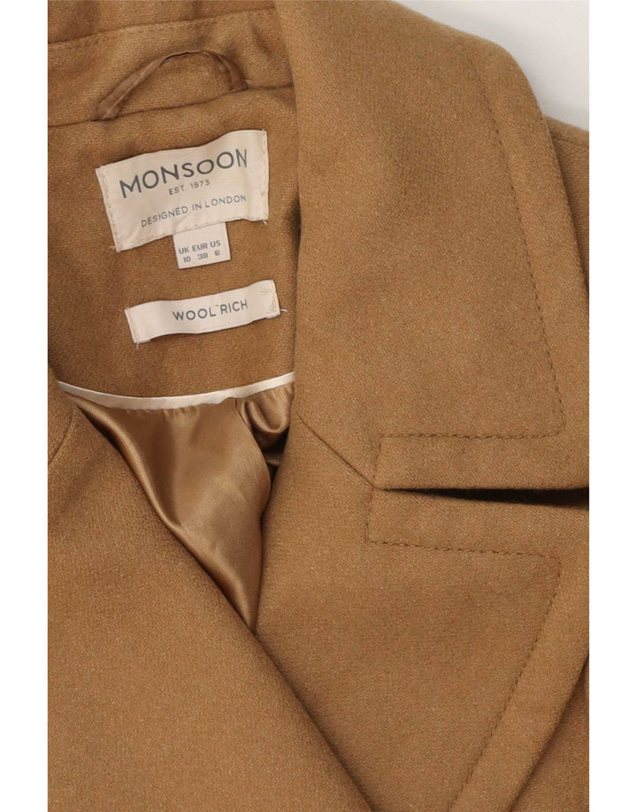 Monsoon Womens Pea Coat UK 10 Lille brun uld