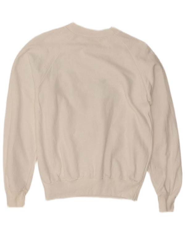 Vintage Dame Italia Grafisk Sweatshirt Jumper UK 10 Small White