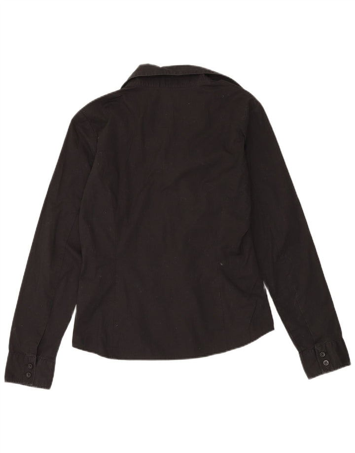 BENETTON Womens Pullover Shirt UK 14 Medium Black Cotton