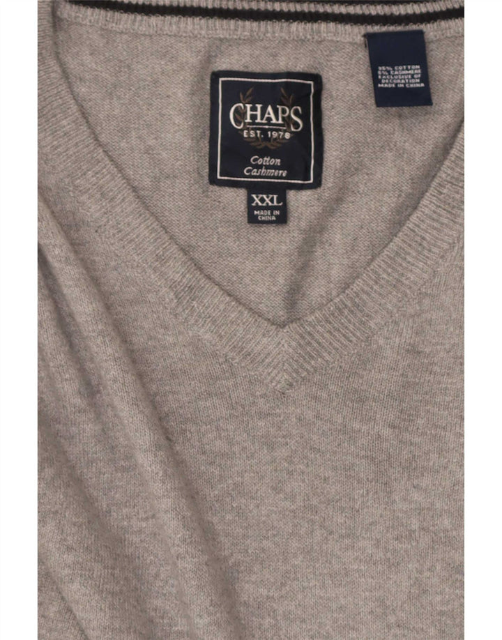 Chaps Herre V-hals sweater 2XL Grå Bomuld