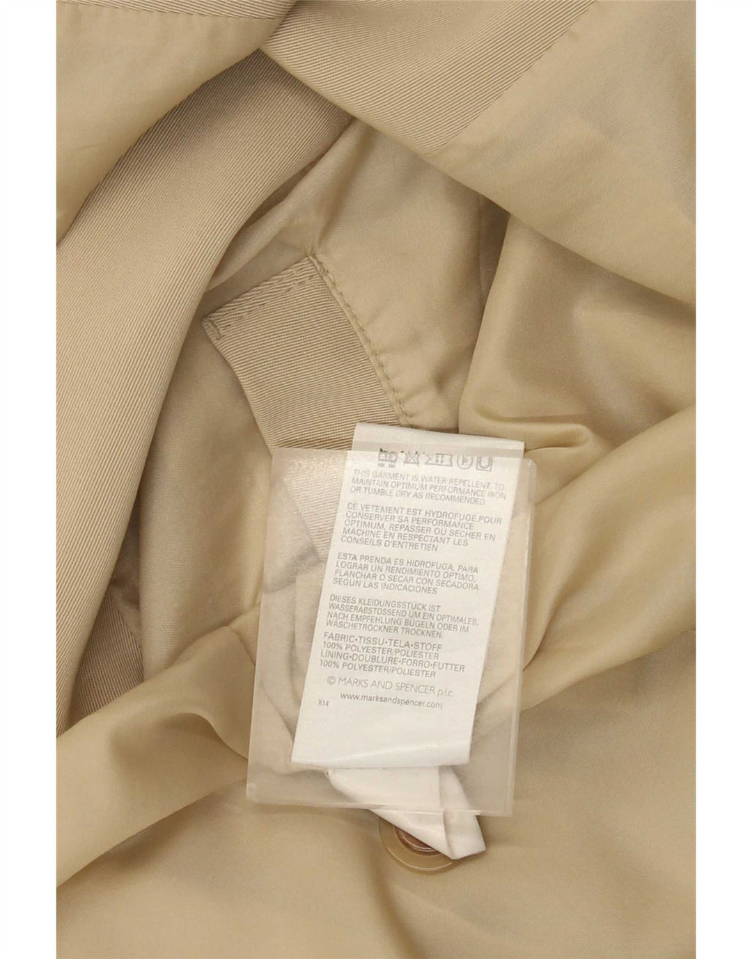 Marks & Spencer Dame Standard Fit Overfrakke UK 18 XL Beige Polyester