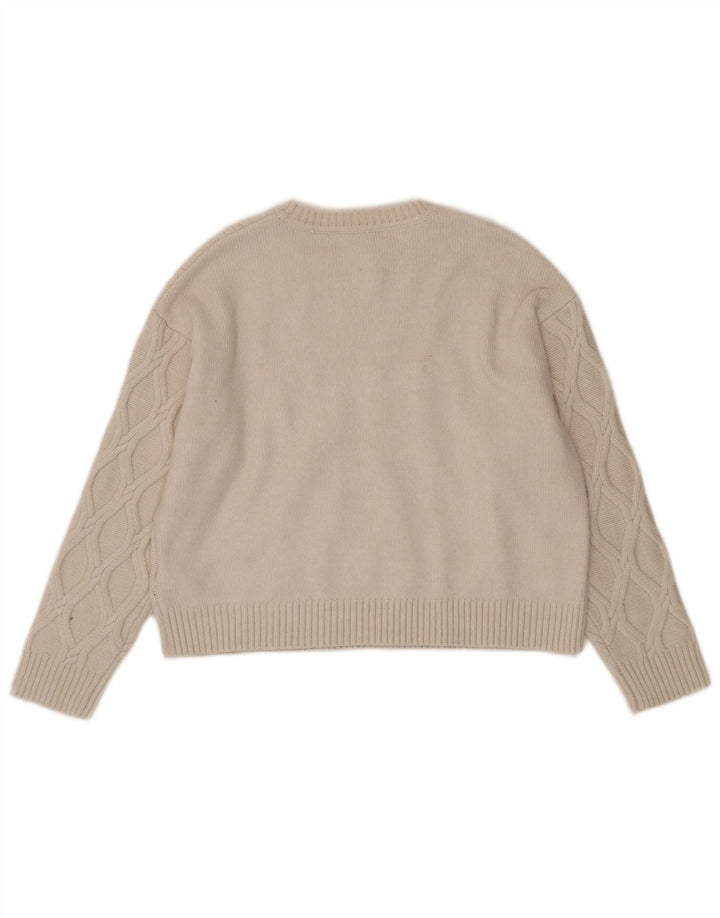 Marks & Spencer Dame Crop Boat Neck Jumper Sweater UK 14 Medium Beige