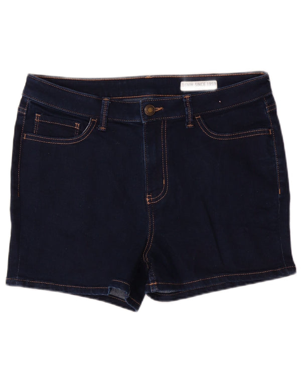 MARKS & SPENCER Dame denimshorts UK 12 Medium W30 Marineblå Bomuld