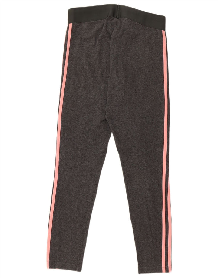Adidas Womens Crop Leggings UK 12/14 Medium Grey Bomuld