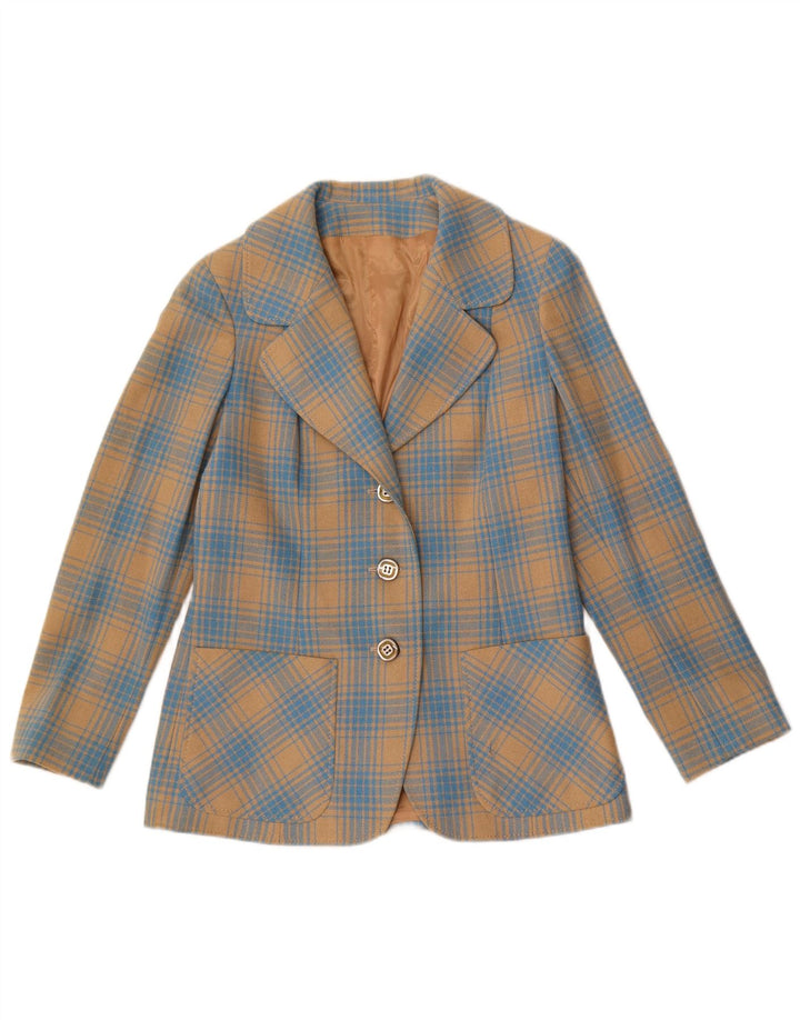 Stylbert Dame 3 Button Blazer Jacket UK 10 Small Blue Check