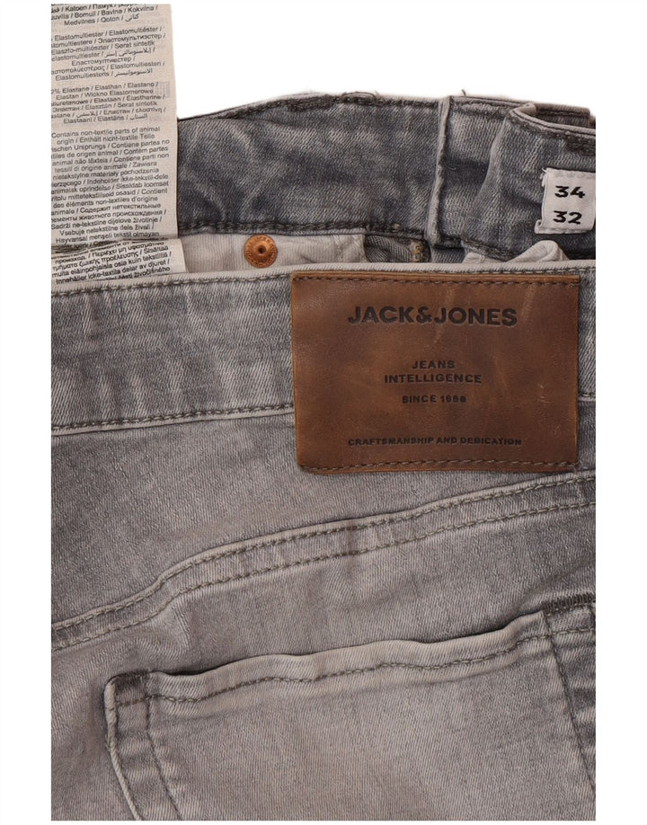 JACK & JONES Slim Jeans til mænd W34 L32 Grå bomuld
