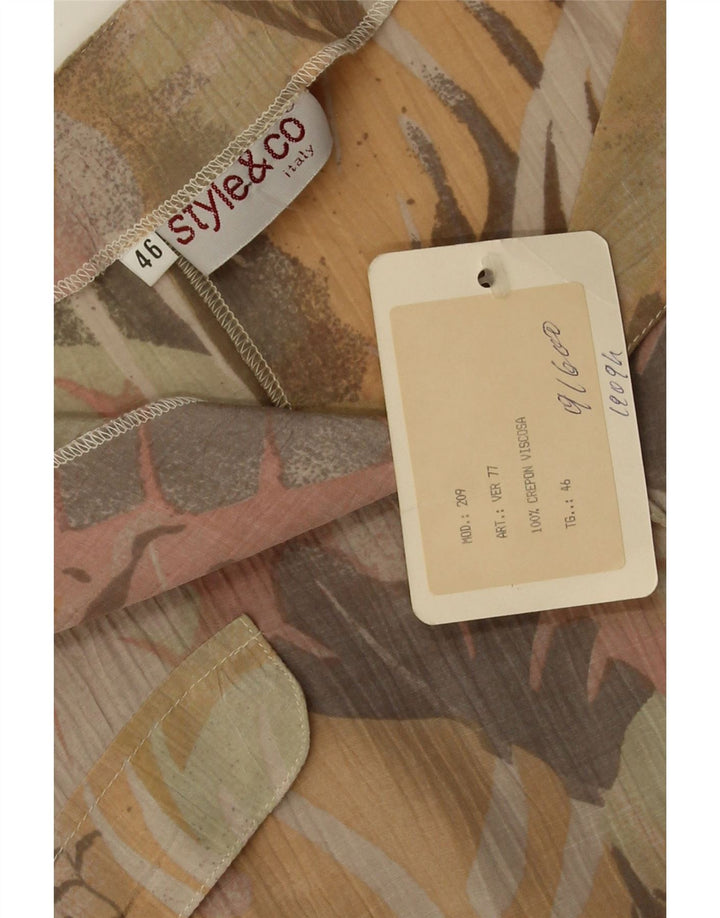 Style&Co Dame Kortærmet Bluse IT 46 Stor Beige Floral Viscose