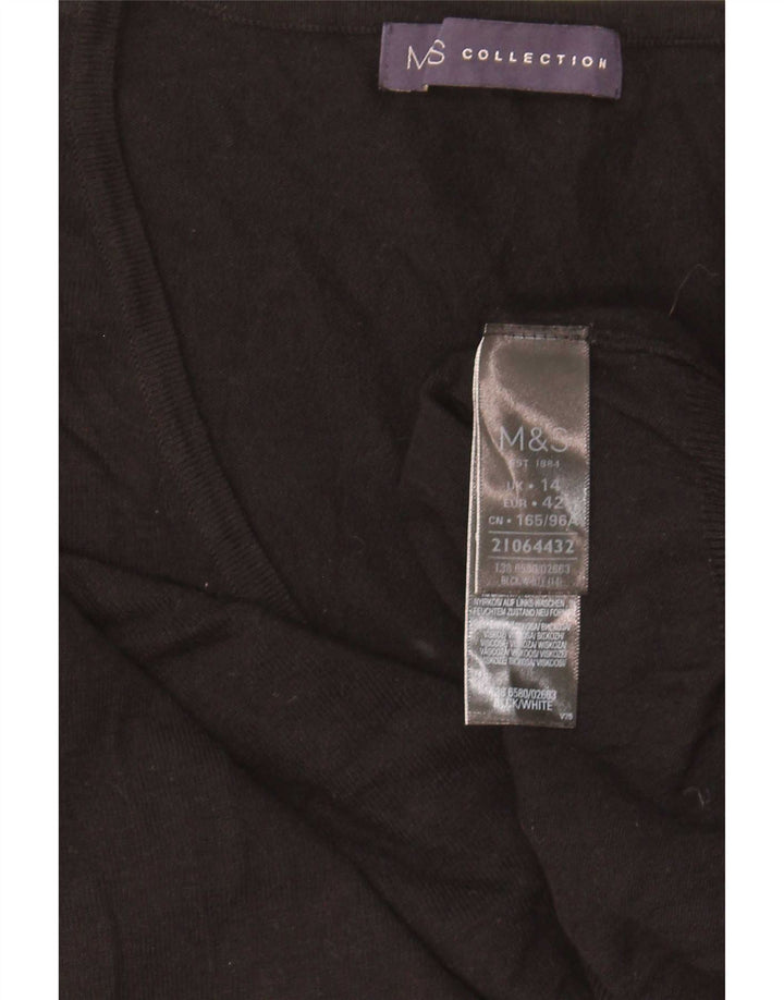 Marks & Spencer Dame V-hals sweater UK 14 Medium Black Viscose