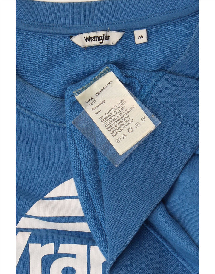 WRANGLER Womens Oversized Graphic Sweatshirt Jumper UK 14 Medium Blue