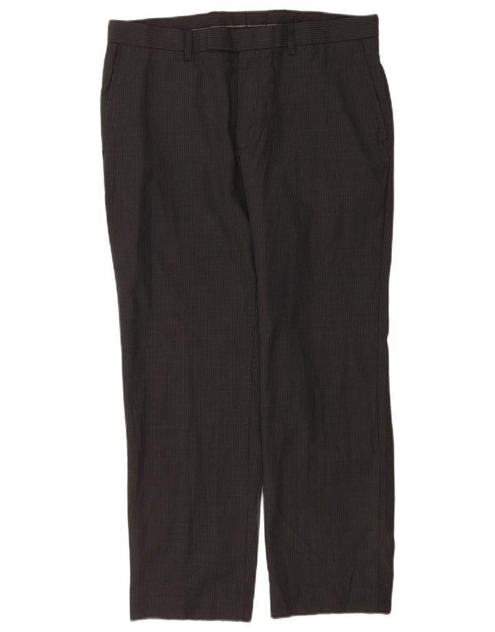 Marks & Spencer Herre Regular Fit Casual Bukser W34 L29 Gråstribet uld