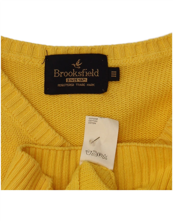 Brooksfield Herre V-hals sweater Medium gul bomuld
