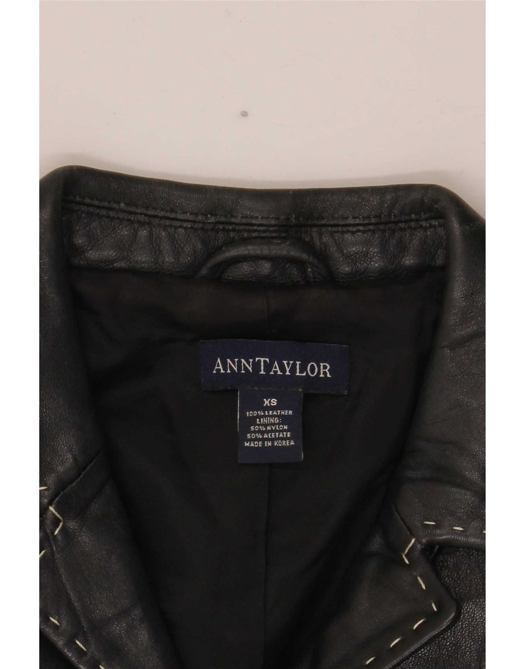 Ann Taylor Dame 4-knaps læder blazerjakke UK 6 XS Sort