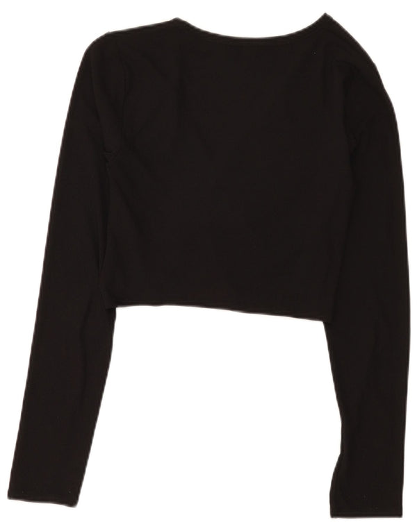 Zara Womens Long Sleeve Crop Cardigan Top UK 8 Small Black