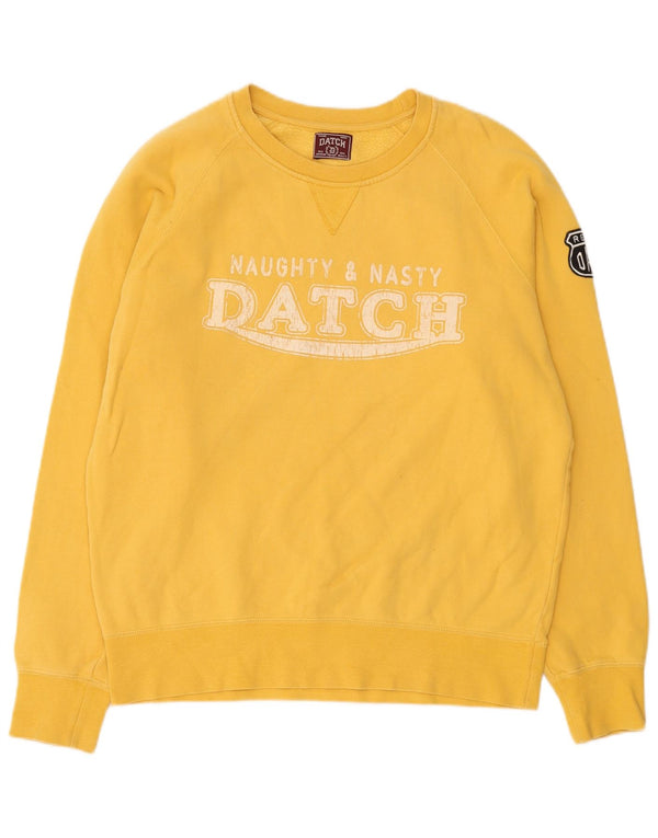Datch Dame Grafisk Sweatshirt Jumper UK 20 2XL Gul Bomuld