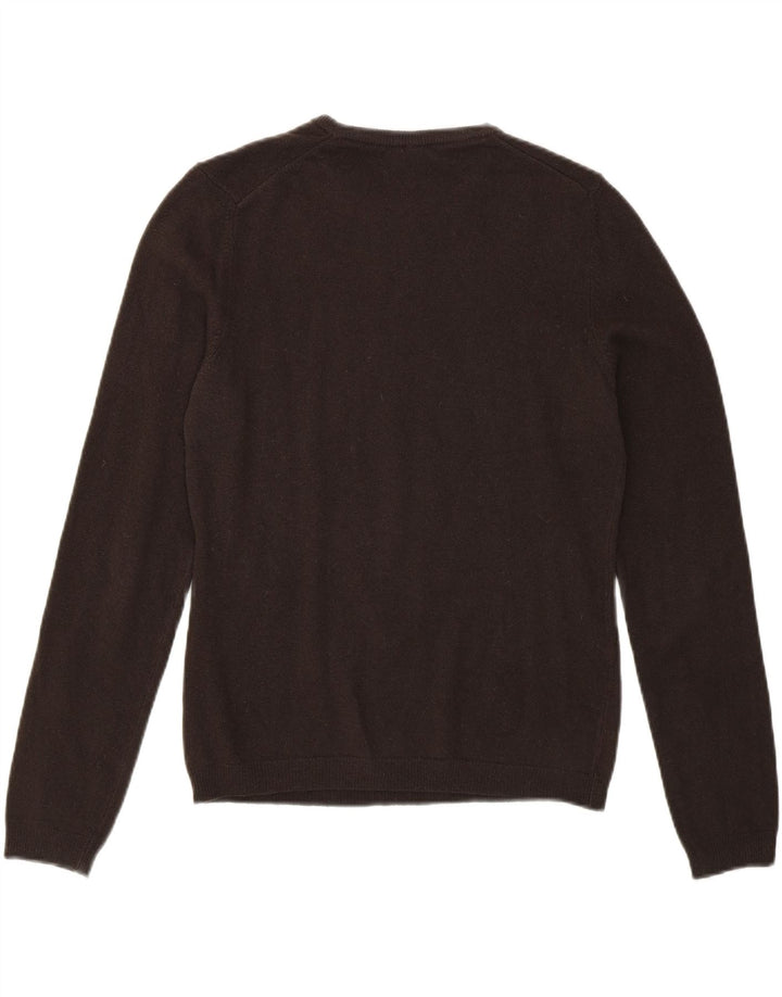 BENETTON Dame Boat Neck Jumper Sweater UK 12 Medium Brun Uld