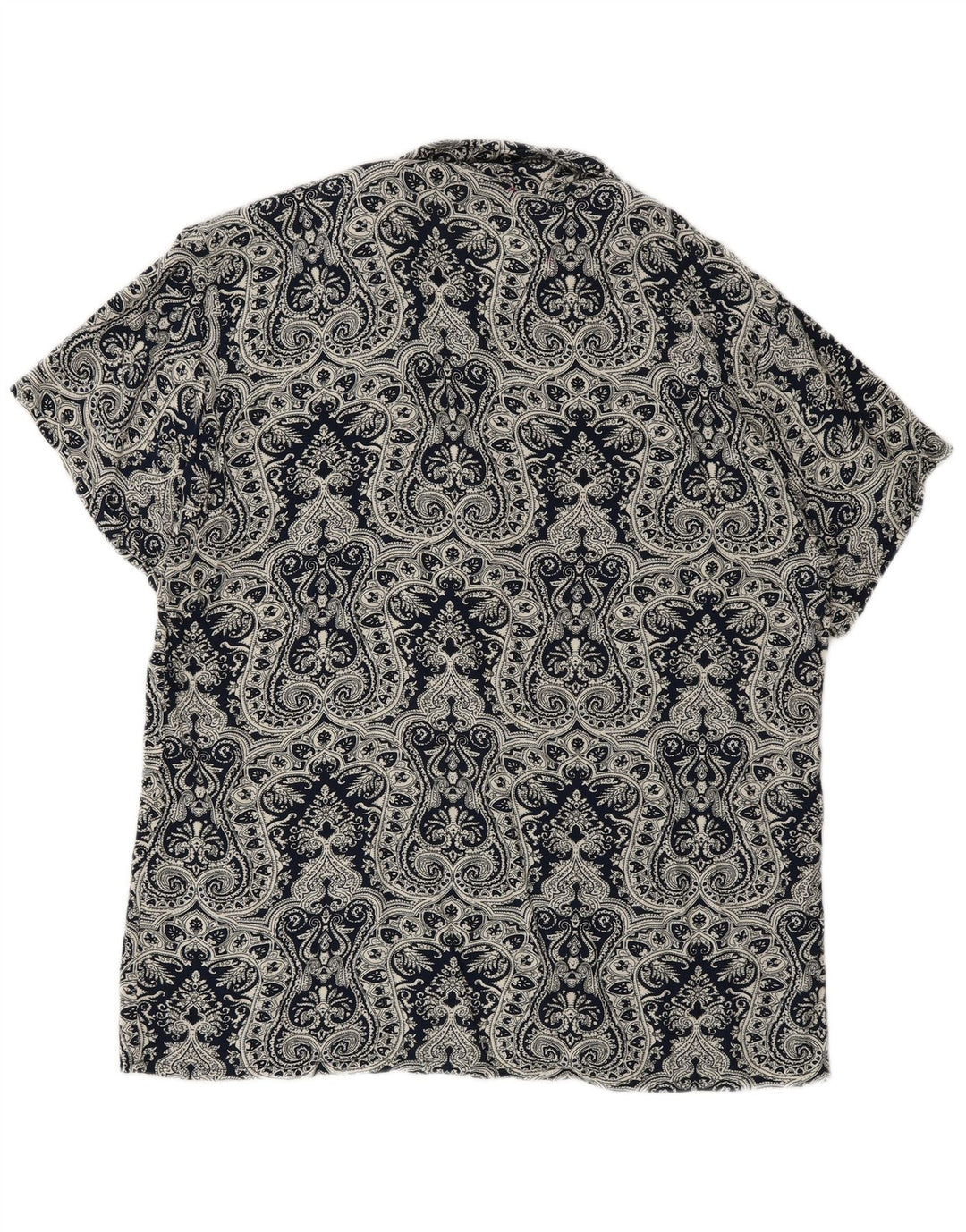 Vintage kortærmet herreskjorte Stor marineblå Paisley