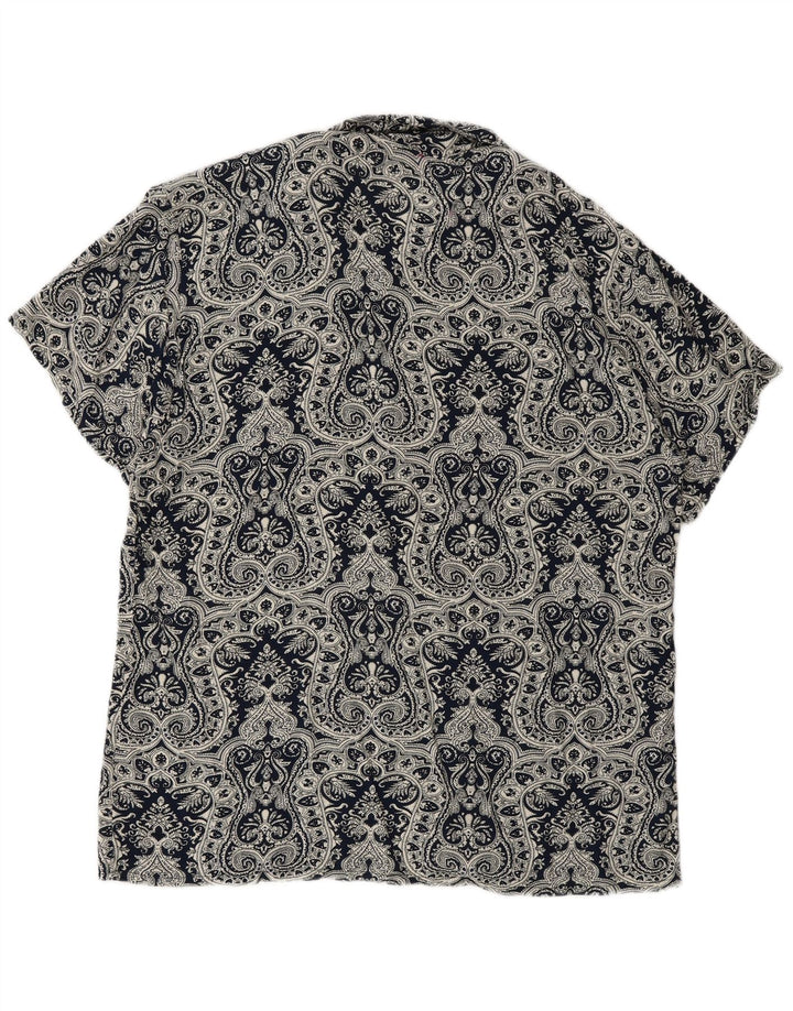 Vintage kortærmet herreskjorte Stor marineblå Paisley