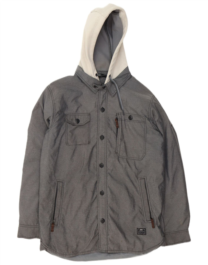 Nike vindjakkejakke med hætte til mænd UK 36 Small Grey Colourblock Polyester