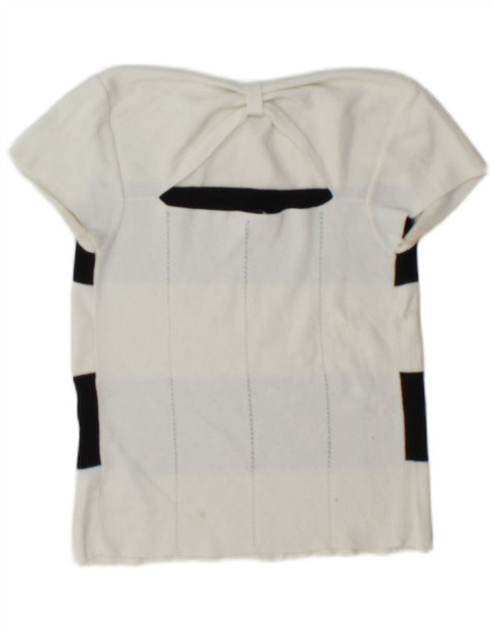 Emporio Armani Dame Crop Off Shoulder Top IT 42 Mellem hvid stribet