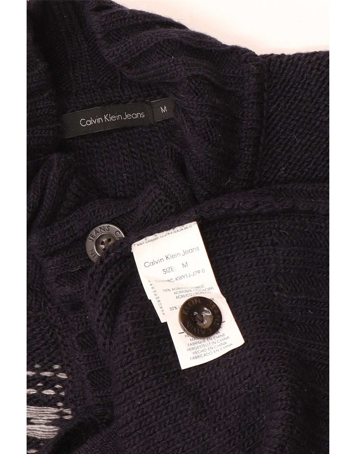 Calvin Klein Jeans Herre Button Neck Jumper Sweater Medium Navy Blue