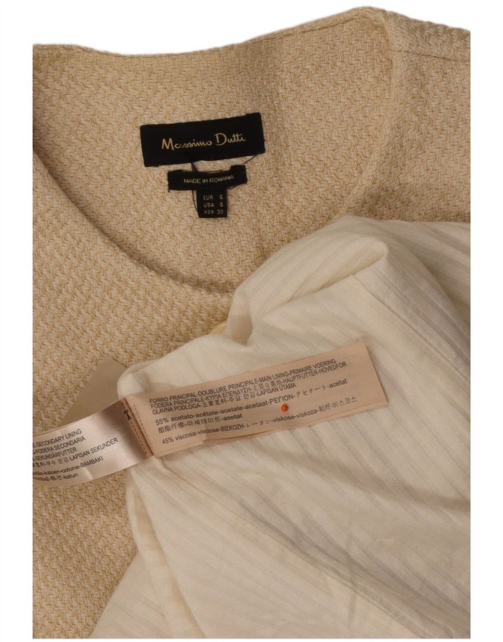 MASSIMO DUTTI Dame Overfrakke UK 10 Small Beige Acetate