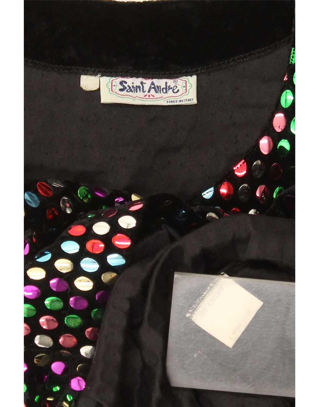 Vintage Dame Langærmet Skift Kjole UK 12 Medium Multicolored Spotted