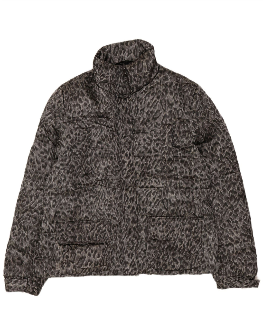 Zara Polstret Damejakke UK 18 XL Grå Animal Print Polyester