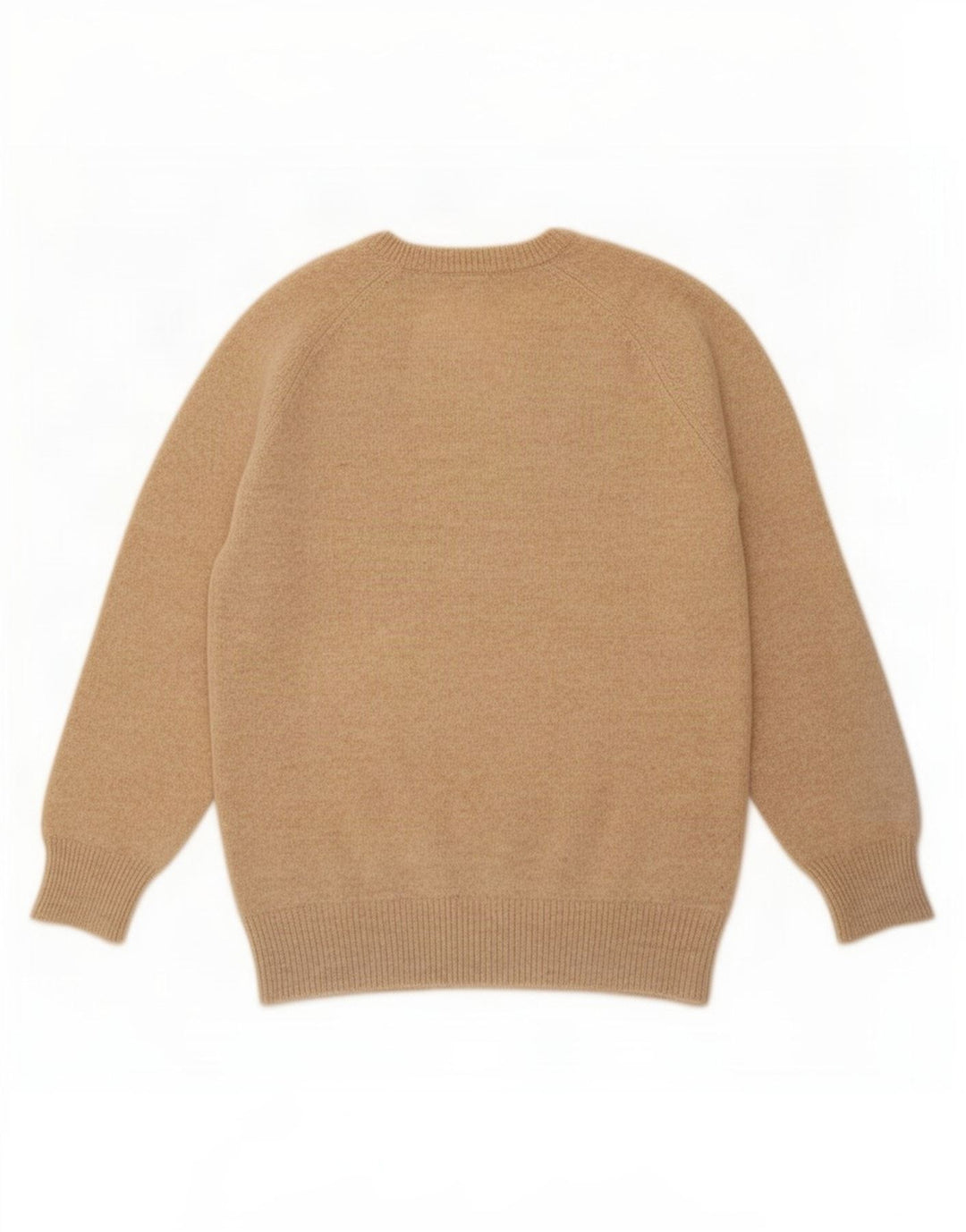 Vintage Herre V-hals sweater Medium Beige Geometrisk Uld