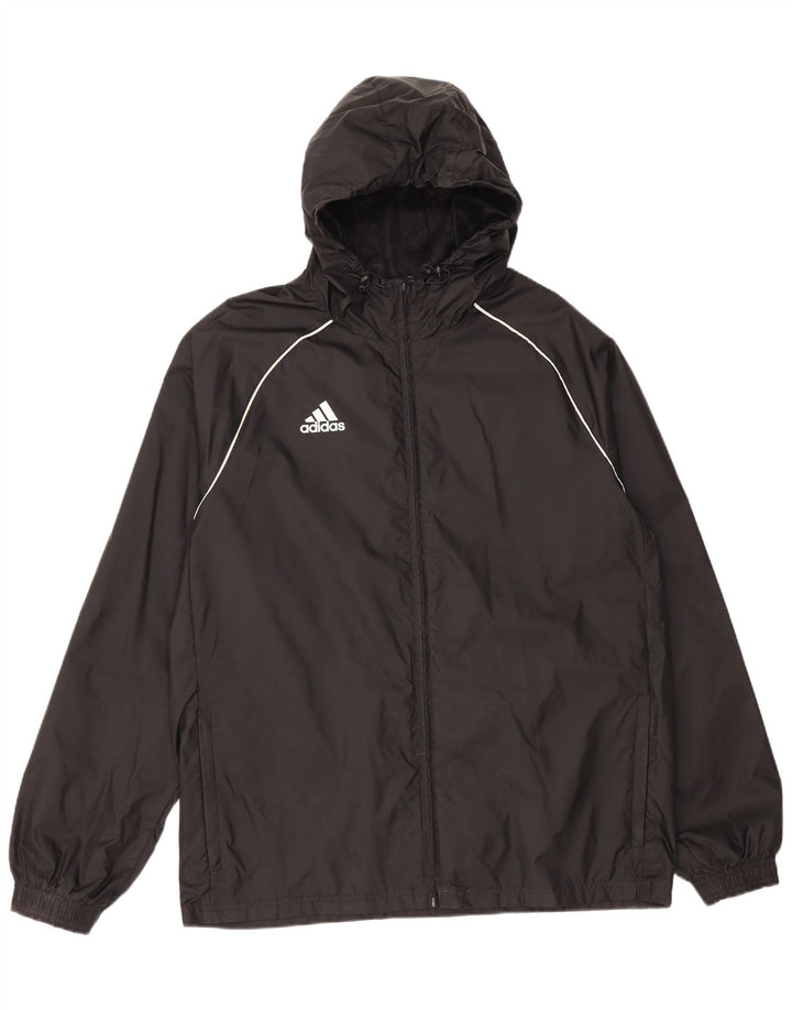 ADIDAS Mens Hooded Rain Jacket UK 40 Large Black Polyamide