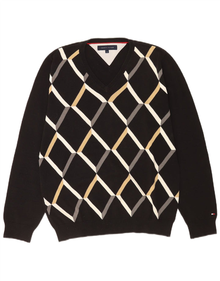Tommy Hilfiger Herre V-hals sweater Medium Sort Argyle/Diamond