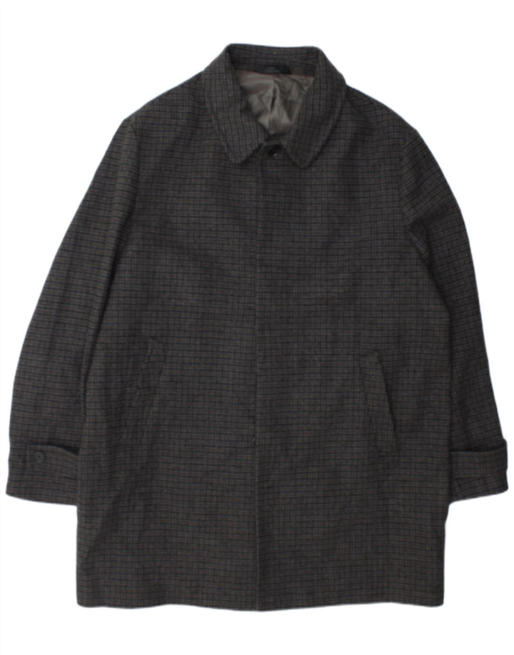 Marks & Spencer Herre Overfrakke UK 44 2XL Grå Houndstooth Uld