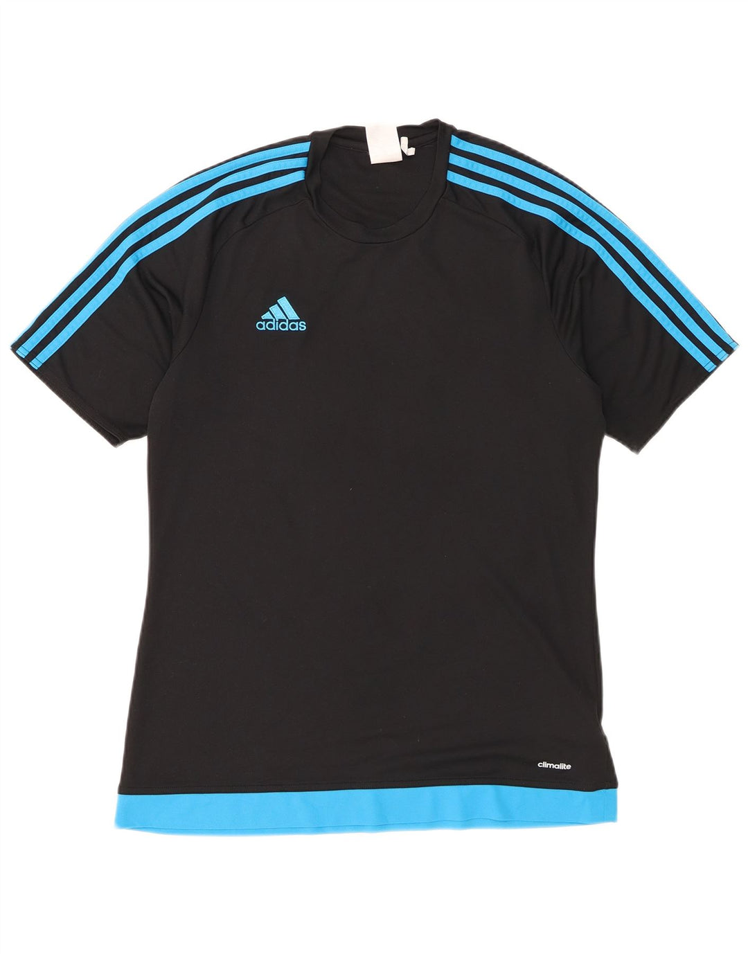 Adidas Herre Climalite T-Shirt Top Medium Sort Colourblock Polyester