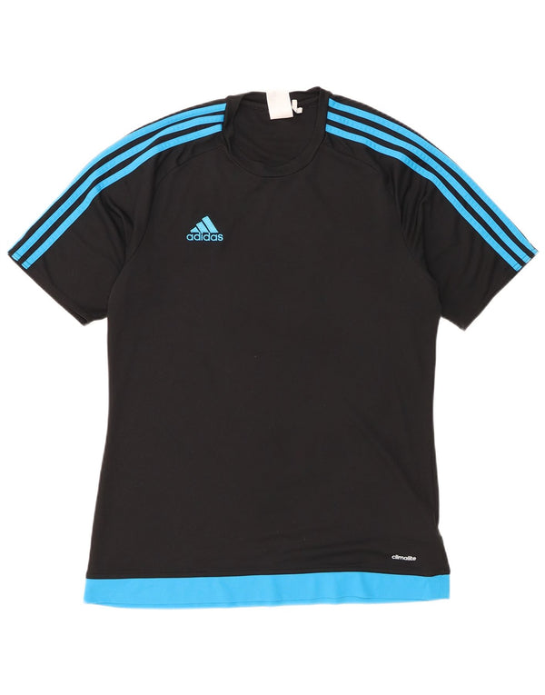 Adidas Herre Climalite T-Shirt Top Medium Sort Colourblock Polyester