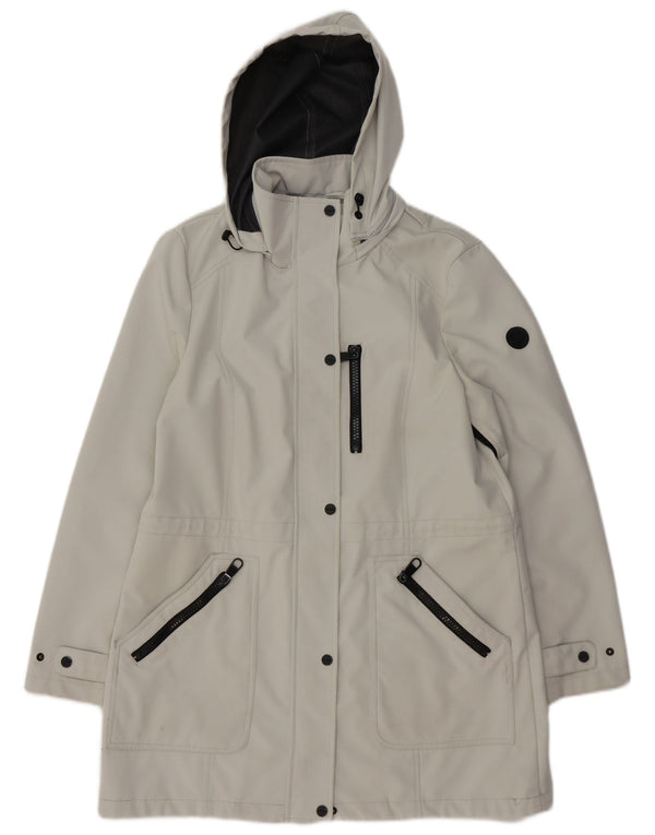 CALVIN KLEIN vindjakke med hætte til kvinder UK 16 Stor grå polyester