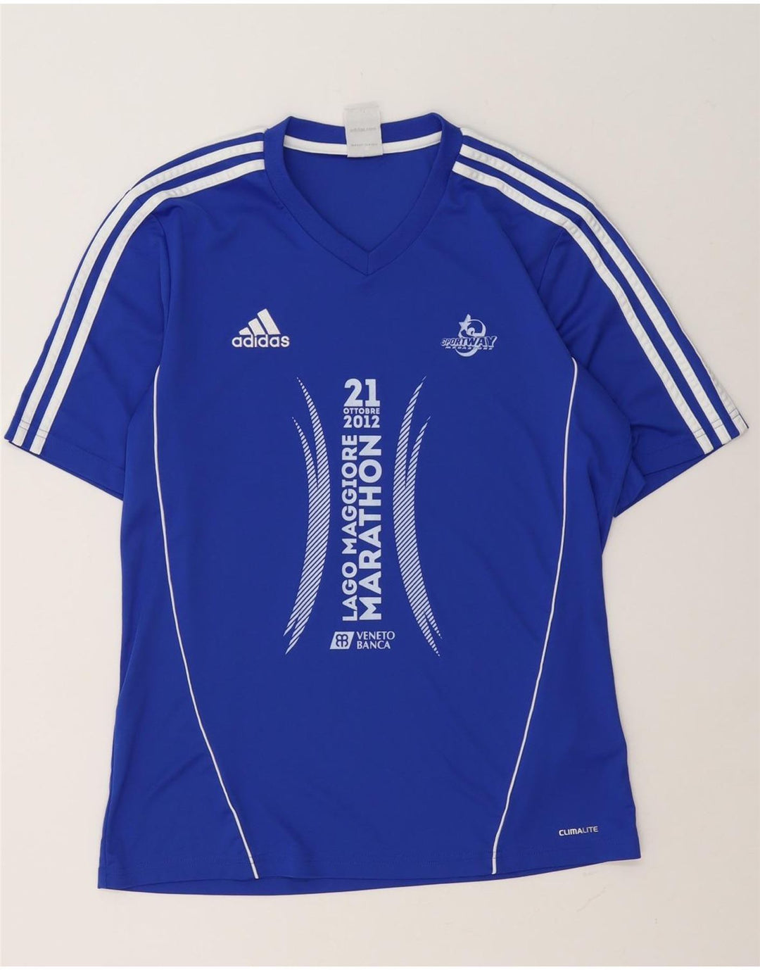 Adidas Herre Climalite grafisk T-shirt top mellemblå polyester