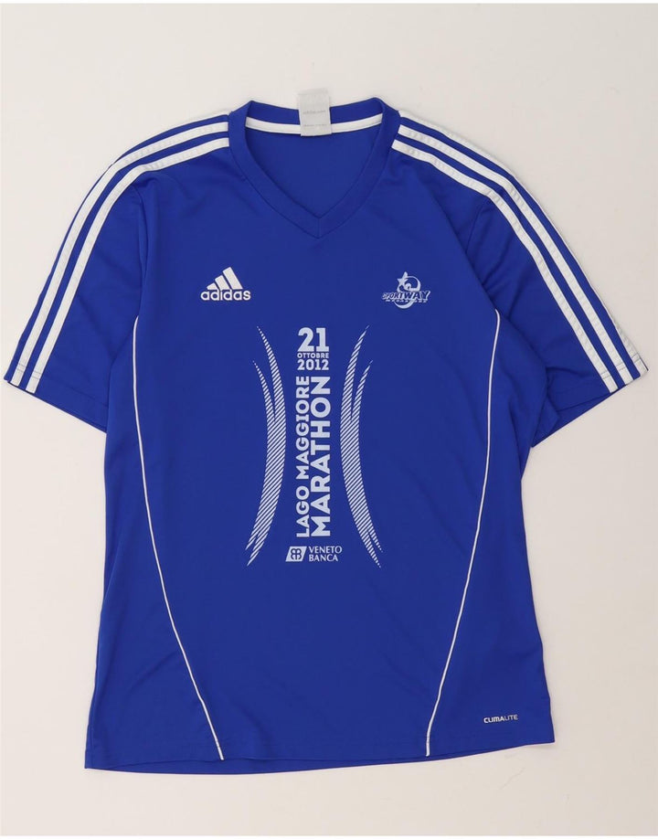 Adidas Herre Climalite grafisk T-shirt top mellemblå polyester