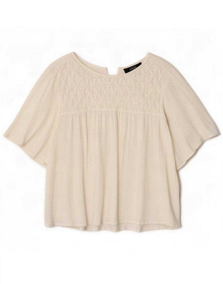 Zara Dame bluse Top UK 16 Large White Viscose