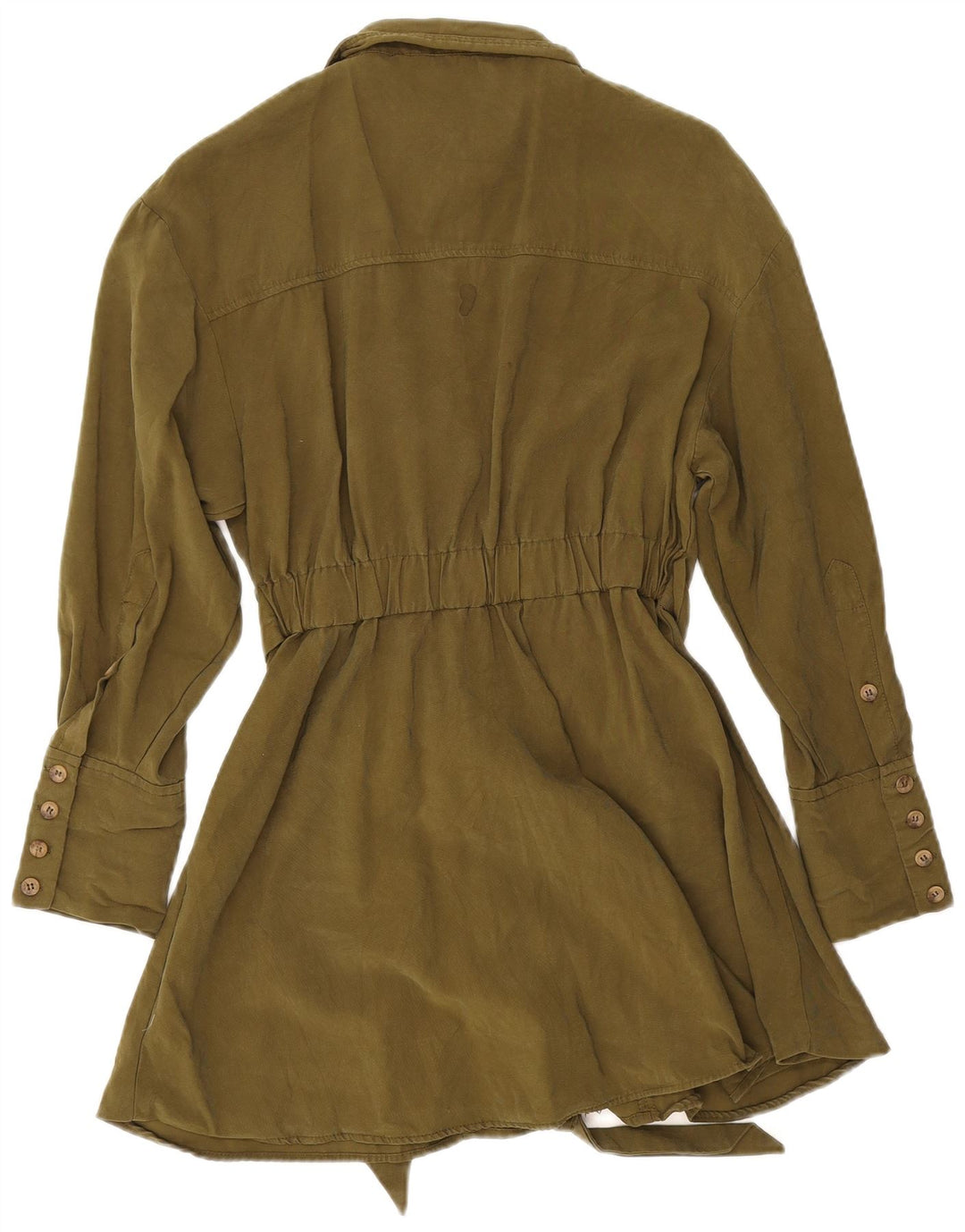 Zara skjortekjole til kvinder UK 12 Medium Khaki Viscose