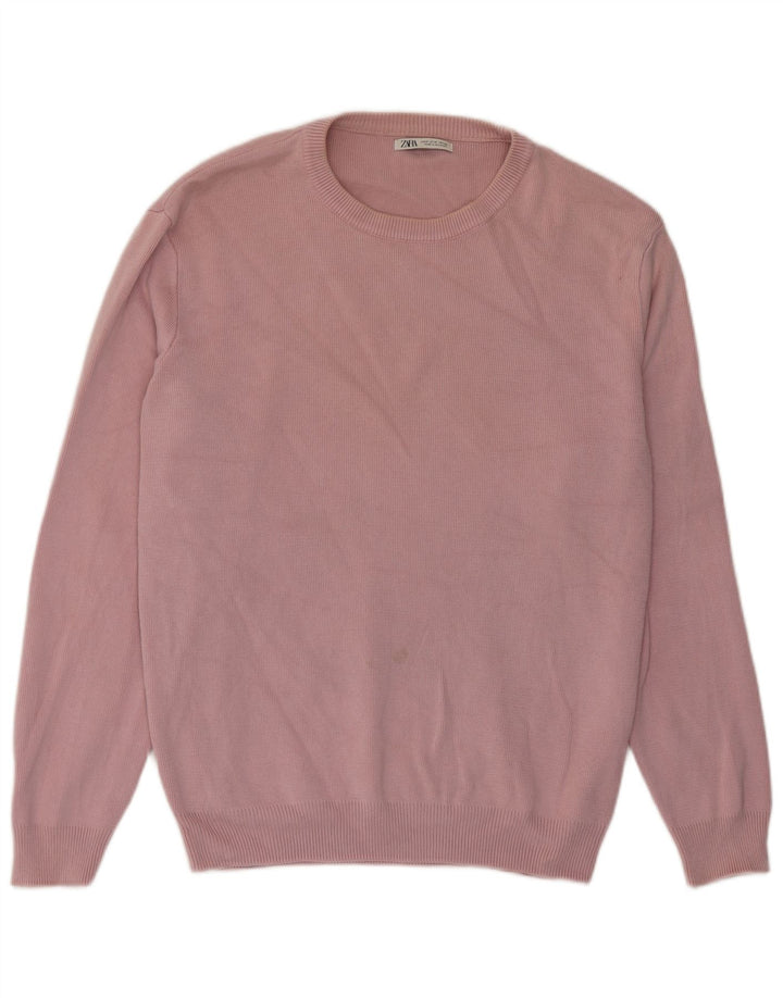 Zara Herre trøjetrøje med rund hals Medium Pink Bomuld