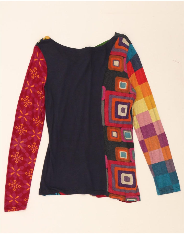 DESIGUAL kvinders abstrakt mønster grafisk top langærmet UK 10 Lille rød