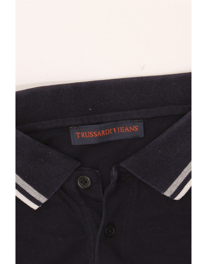 TRUSSARDI JEANS Mens Polo Shirt Large Navy Blue Vintage Trussardi Jeans and Second-Hand Trussardi Jeans from Messina Hembry 
