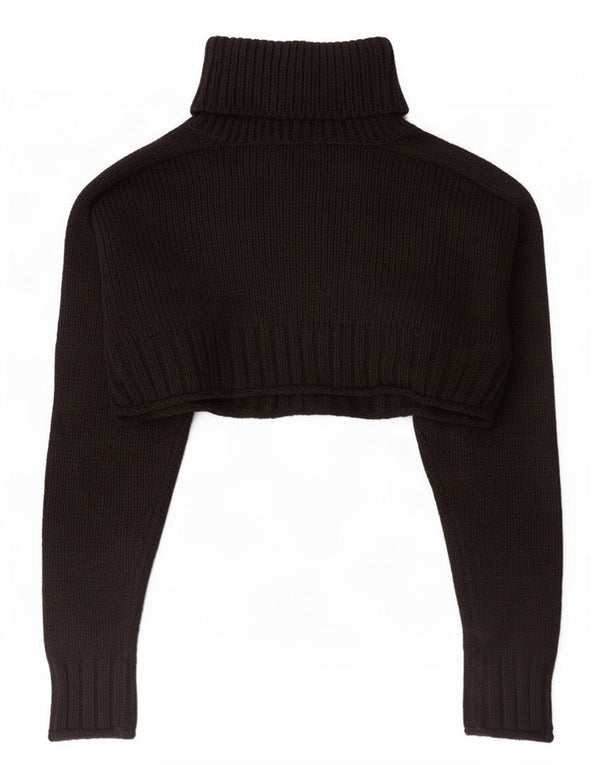 Zara Womens Crop Oversized Roll Neck Jumper Sweater UK 10 Small Black